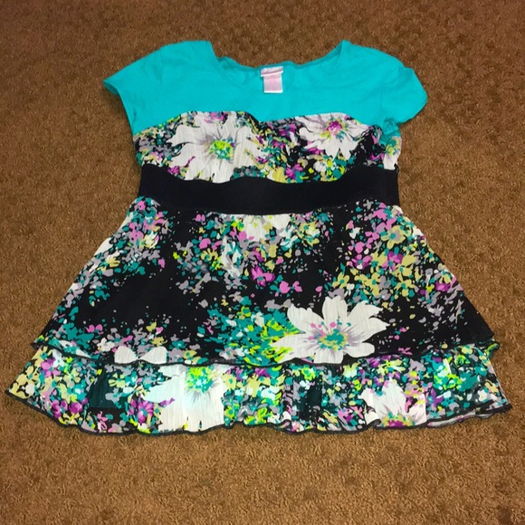 Blouse floral Girls size Large short sleeve blouse / shirt / top, EUC - Picture 1 of 4